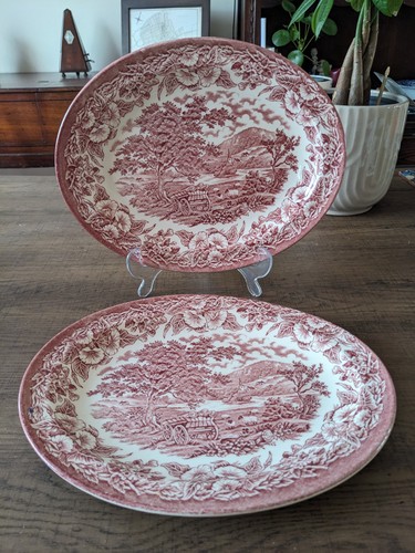Two english ironstone red - english, red/pink