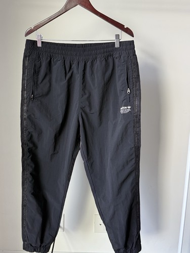 Adidas black nylon track pants - black,