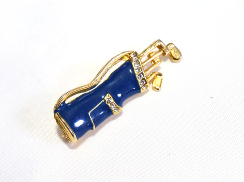 Goldtone blue enamel - blue, clear