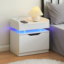 Bedside Table Cabinet LED Side