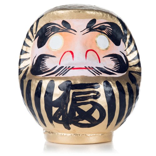 Gold japanese daruma - daruma, doll