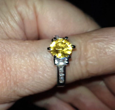 ❤️ 9ct White Gold Canary Diamond Ring Size U Sim Gems Gold Filled ❤️UK