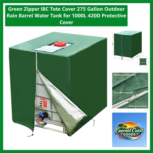 Green zipper ibc tote cover - zipper,