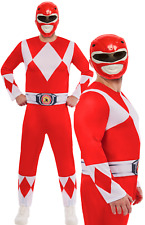 Adult Power Ranger Mighty Morphin Red Ranger Official Fancy Dress Costume + Mask