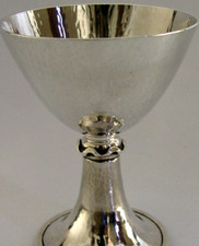STUNNING DUTCH STERLING SILVER CHALICE GOBLET 2003 ARTS & CRAFTS 133g