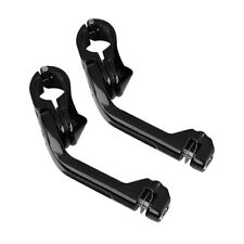 Universal 1-1/4" Gloss Black Engine Crash Bar Long Angle Highway Foot Pegs Mount
