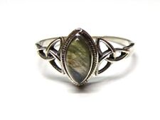 925 Sterling Silver Celtic Knot Cabochon Marquise Labradorite Stone Ring Size L