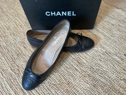 Genuine black leather chanel - black,