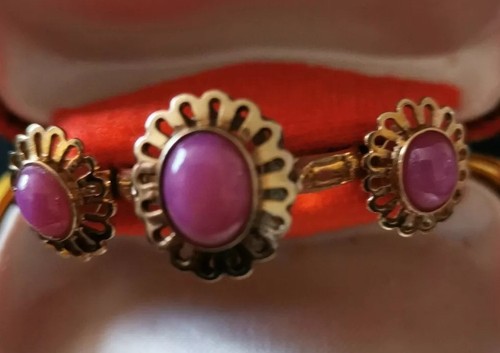 Vintage 14ct yellow gold pink - 14ct, gold,