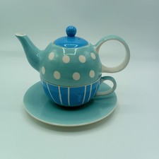 Whittard Of Chelsea Stacking Teapot Cup And Saucer For One Green And Blue