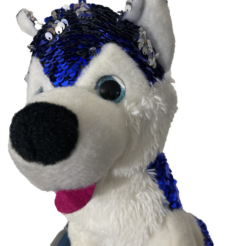 Large husky sequin plush dog - large,