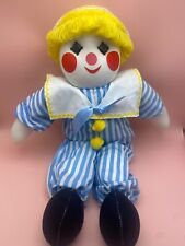 Vintage RARE Andy Sailor Blue Boy Pom-Pom Dolls Rag Doll Soft Toy Handmade Clown