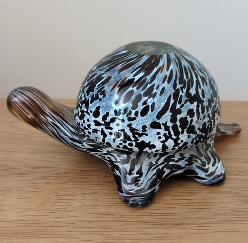 Blue black speckled art - black,