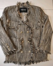 Versace Women's Tweed Jacket Large with Golden Lion Versace Bottons