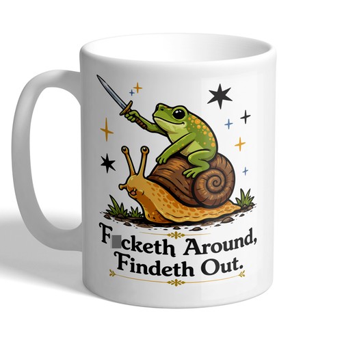 Funny medieval frog mug - funny,