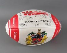 Vintage Wigan Warriors Norweb League Rugby Ball Facsimile Signed 1990s