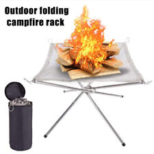 Foldable Mesh Fire Pit Stainless Steel Outdoor BBQ Bonfire Wood Stove Fire Rack