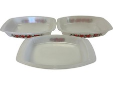 Phoenix Opalware Rectangle Dishes with Rose Design Set of Three Vintage