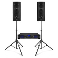 Vonyx SL28-FPL DJ Sound System 800W PA Speakers with Amplifier & Stands