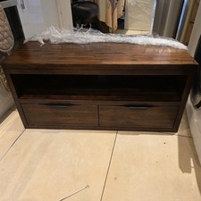 solid dark brown wood tv stand