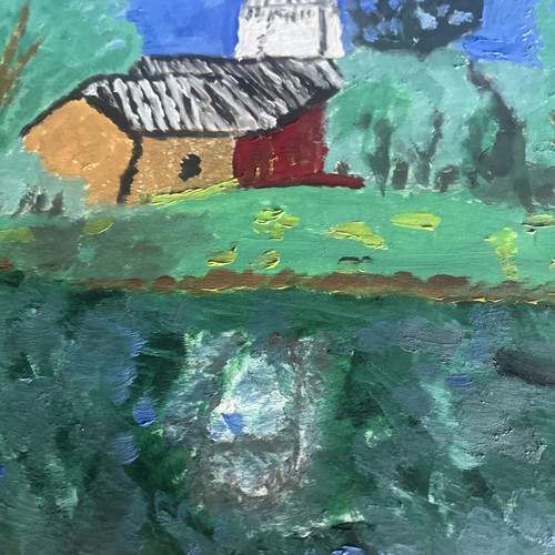 Original oil painting barn - oil, painting,