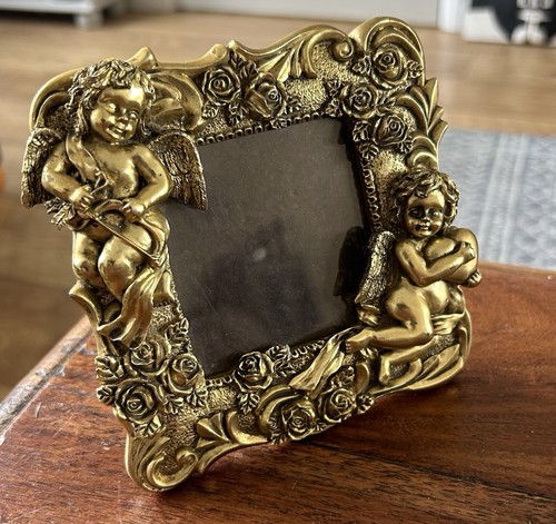 Ornate gilt cherub - ornate, picture