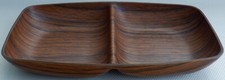 A Vintage CALEPPIO Divided Dish Serving Bowl Faux Wood Plastic Retro Italy 1970s