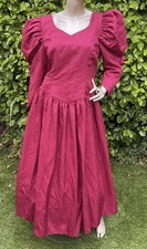 Vintage 1980s Berkertex Bride wine Romantic victorian Wedding  Dress Halloween M