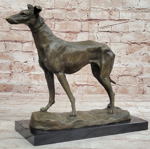 Signed greyhound bronze - greyhound, statue