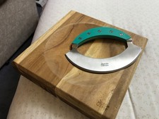 JAMIE OLIVER Square Wooden Herb Chopping Board 22cm  x 22cm & Mezzaluna unused