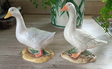 Two John Beswick Standing Goose figurines - 1 with Yellow + 1 with orange beak