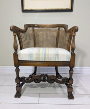 Walnut bergere cane armchair - bergere,