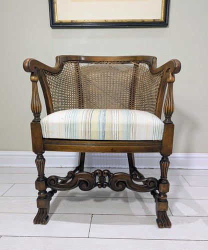 Walnut bergere cane armchair - walnut,