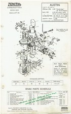 AUSTIN A50 A55 CAMBRIDGE VAN 1955- ZENITH 30VIG-10 CARB SERVICE GUIDE/PARTS LIST