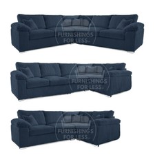 New Large Corner Sofa 4 5 Seater L Shaped Soft Cord Delta Bespoke Navy Blue Sofa