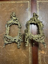 Pair of Antique Beatrice Goddess Ornate brass Mirror/Picture Frames 36x20cm 