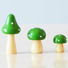 6pcs Simulation Mushroom Decor Wooden Mushroom Statues DIY Ornament