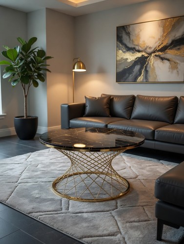 Black gold coffee table - black,