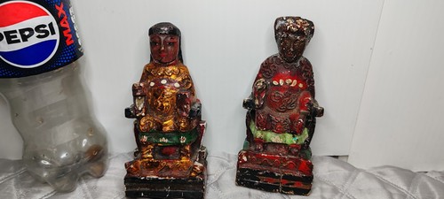 Two chinese carved - wood, &