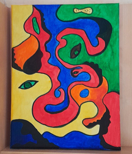 Hand painted abstract canvas - hand,