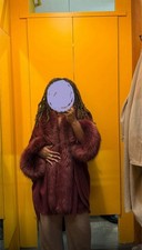 Vintage Burgundy Faux Fur Cape