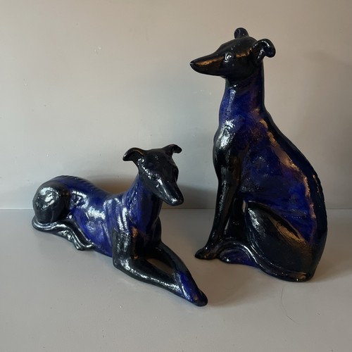 Two ceramic german dogs - german, blue