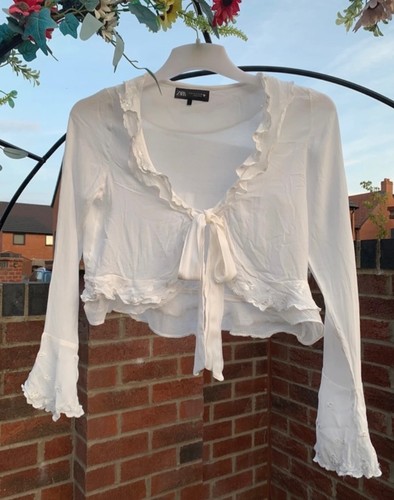 Zara cream sheer embroidered - cream,