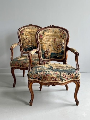 Pair aubusson covered - aubusson, late