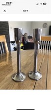 Extreme Rare Antique Vintage Metal Candle Holders Tall Elegant Silver Tone Pair