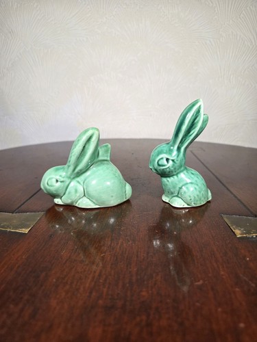 Vintage green rabbit figurines - vintage,