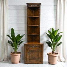 Old Charm Tall Corner Unit with Cupboard and Shelves Carvings FREE UK Delivery