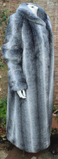 MARBLE Luxurious Grey Super Soft Faux Fur Long Coat - Size 3 - UK 18/20