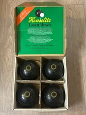 SET-4 HENSELITE SUPERGRIP LAWN BOWLS size 3 Med wt BIBC F97 (with free measure).