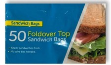 2 x SANDWICH BAGS 2 x 50 FOLDOVER TOP  x 180mm x 175mm Packed Lunch Bags
